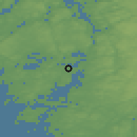 Shaded relief of the 46 km around Myggenäs, drawn from the GMTED2010 grid