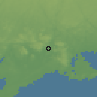 Shaded relief of the 47 km around Näsum, drawn from the GMTED2010 grid