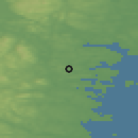 Shaded relief of the 45 km around Njutånger, drawn from the GMTED2010 grid