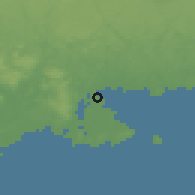 Shaded relief of the 47 km around Norje, drawn from the GMTED2010 grid