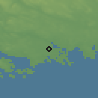 Shaded relief of the 43 km around Nyborg, drawn from the GMTED2010 grid