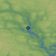 Shaded relief of the 44 km around Nyland, drawn from the GMTED2010 grid