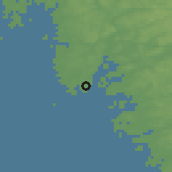 Shaded relief of the 46 km around Onsala, drawn from the GMTED2010 grid