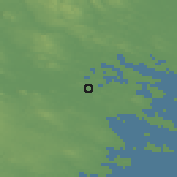 Shaded relief of the 43 km around Piteå, drawn from the GMTED2010 grid