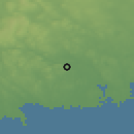Shaded relief of the 44 km around Röbäck, drawn from the GMTED2010 grid