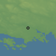Shaded relief of the 43 km around Rolfs, drawn from the GMTED2010 grid