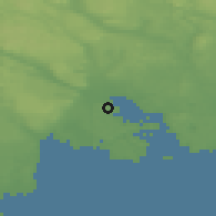 Shaded relief of the 44 km around Rundvik, drawn from the GMTED2010 grid