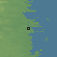 Shaded relief of the 45 km around Sandarne, drawn from the GMTED2010 grid