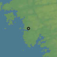 Shaded relief of the 46 km around Särö, drawn from the GMTED2010 grid