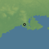 Shaded relief of the 47 km around Sölvesborg, drawn from the GMTED2010 grid