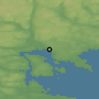 Shaded relief of the 44 km around Söråker, drawn from the GMTED2010 grid