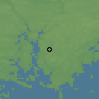Shaded relief of the 46 km around Sorunda, drawn from the GMTED2010 grid