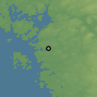 Shaded relief of the 46 km around Strömstad, drawn from the GMTED2010 grid