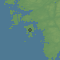 Shaded relief of the 46 km around Styrsö, drawn from the GMTED2010 grid