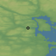 Shaded relief of the 44 km around Sundsvall, drawn from the GMTED2010 grid
