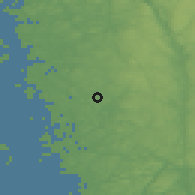 Shaded relief of the 46 km around Tanumshede, drawn from the GMTED2010 grid