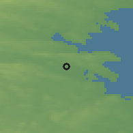 Shaded relief of the 43 km around Bergsbyn, drawn from the GMTED2010 grid