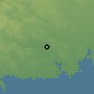 Shaded relief of the 43 km around Umeå, drawn from the GMTED2010 grid