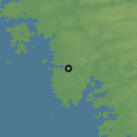 Shaded relief of the 46 km around Vallda, drawn from the GMTED2010 grid