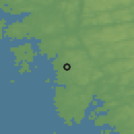 Shaded relief of the 46 km around Billdal, drawn from the GMTED2010 grid