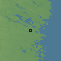 Shaded relief of the 46 km around Västervik, drawn from the GMTED2010 grid