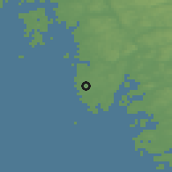 Shaded relief of the 46 km around Västra Hagen, drawn from the GMTED2010 grid