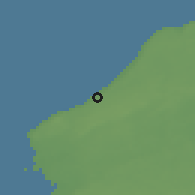 Shaded relief of the 46 km around Visby, drawn from the GMTED2010 grid