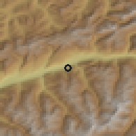 Shaded relief of the 51 km around Chalais, drawn from the GMTED2010 grid