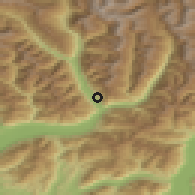 Shaded relief of the 51 km around Claro, drawn from the GMTED2010 grid