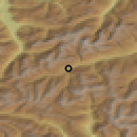 Shaded relief of the 51 km around Disentis, drawn from the GMTED2010 grid