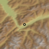 Shaded relief of the 51 km around Fully, drawn from the GMTED2010 grid