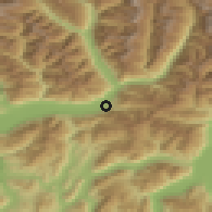 Shaded relief of the 51 km around Giubiasco, drawn from the GMTED2010 grid