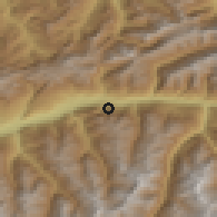 Shaded relief of the 51 km around Leuk, drawn from the GMTED2010 grid