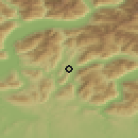 Shaded relief of the 51 km around Paradiso, drawn from the GMTED2010 grid