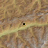 Shaded relief of the 51 km around Randogne, drawn from the GMTED2010 grid
