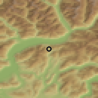 Shaded relief of the 51 km around Rivera, drawn from the GMTED2010 grid