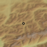 Shaded relief of the 51 km around Saanen, drawn from the GMTED2010 grid