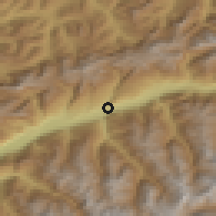 Shaded relief of the 51 km around Saint-Léonard, drawn from the GMTED2010 grid
