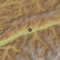 Shaded relief of the 51 km around Savièse, drawn from the GMTED2010 grid