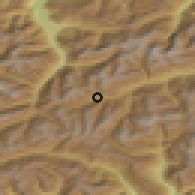 Shaded relief of the 51 km around Tujetsch, drawn from the GMTED2010 grid