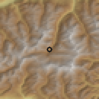 Shaded relief of the 51 km around Zermatt, drawn from the GMTED2010 grid