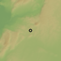 Shaded relief of the 55 km around ad-Dānā, drawn from the GMTED2010 grid