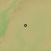 Shaded relief of the 54 km around Tall Rif'at, drawn from the GMTED2010 grid