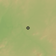 Shaded relief of the 55 km around Ţayyibat-al-Imām, drawn from the GMTED2010 grid