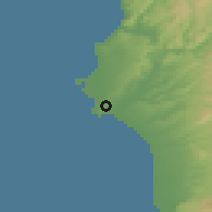 Shaded relief of the 55 km around al-Lāđiqīyah, drawn from the GMTED2010 grid