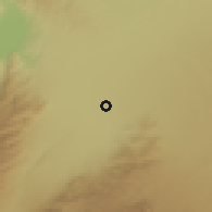 Shaded relief of the 55 km around al-Quşayr, drawn from the GMTED2010 grid