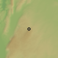 Shaded relief of the 55 km around Arīh̨ā, drawn from the GMTED2010 grid
