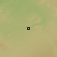 Shaded relief of the 55 km around ar-Rastan, drawn from the GMTED2010 grid