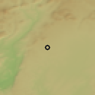 Shaded relief of the 54 km around A'zāz, drawn from the GMTED2010 grid