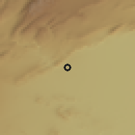 Shaded relief of the 55 km around Dūmā, drawn from the GMTED2010 grid